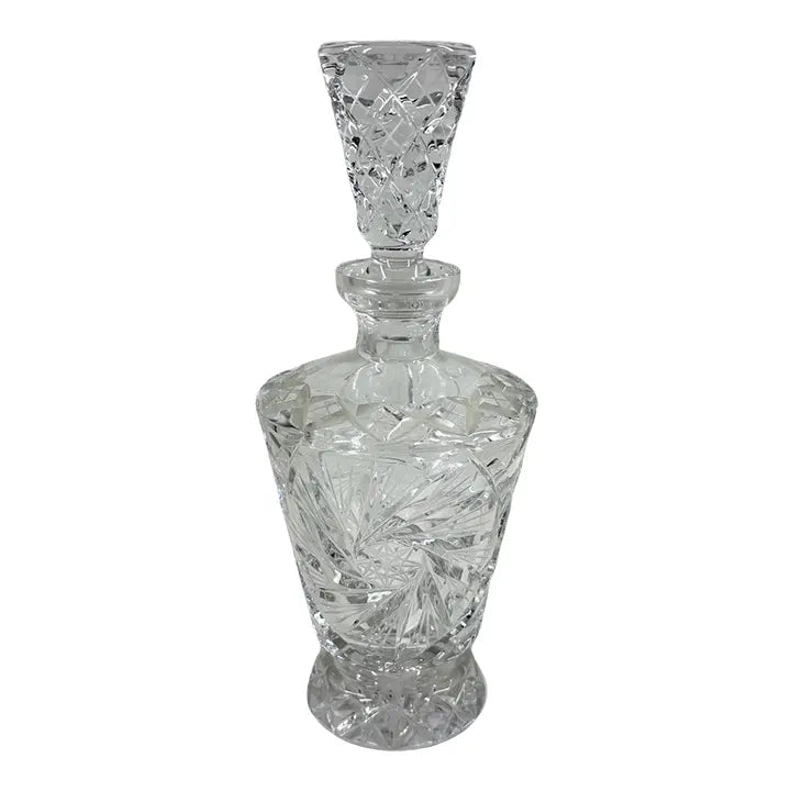 Vintage Hand-Cut Crystal Pinwheel & Starburst Decanter with Stopper