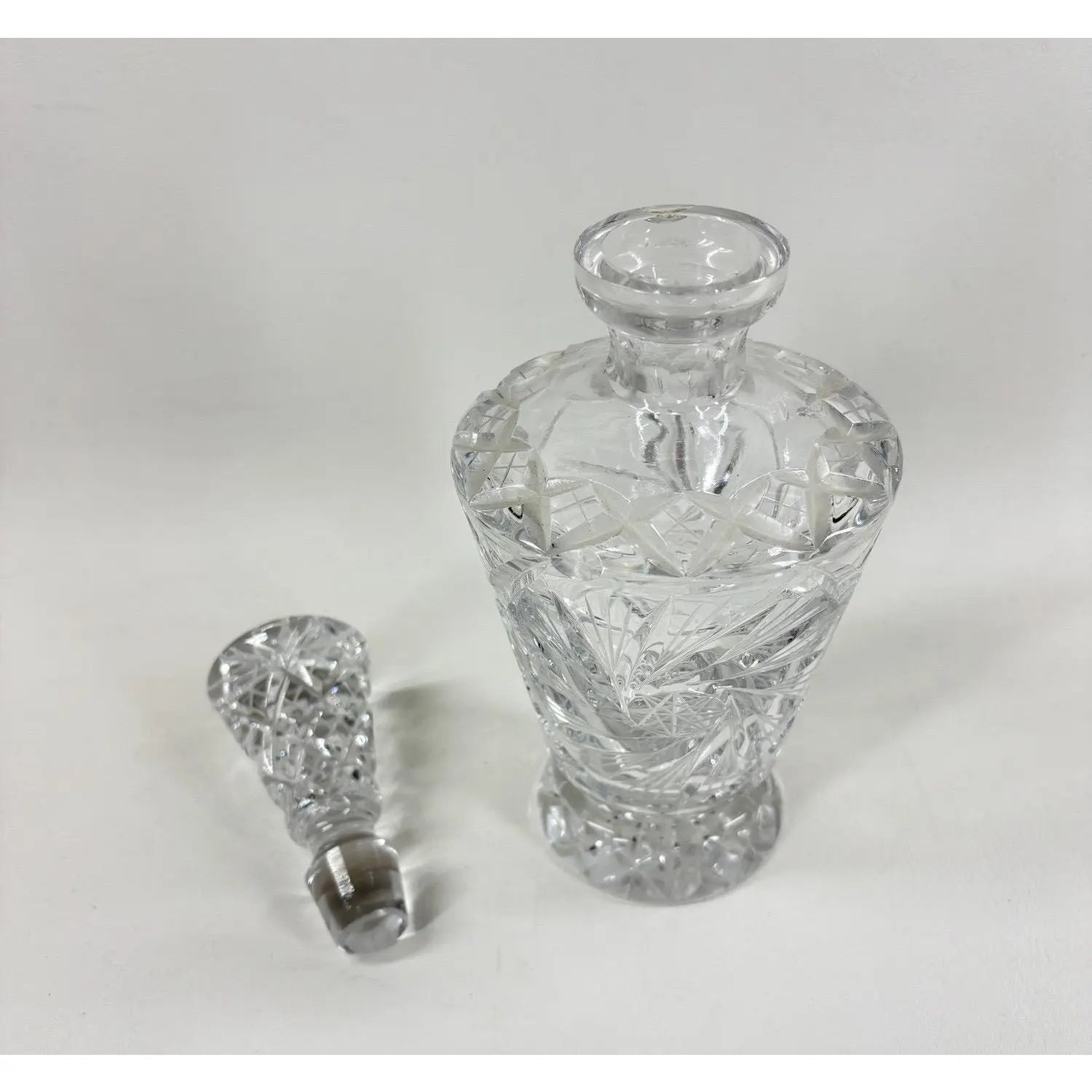 Vintage Hand-Cut Crystal Pinwheel & Starburst Decanter with Stopper