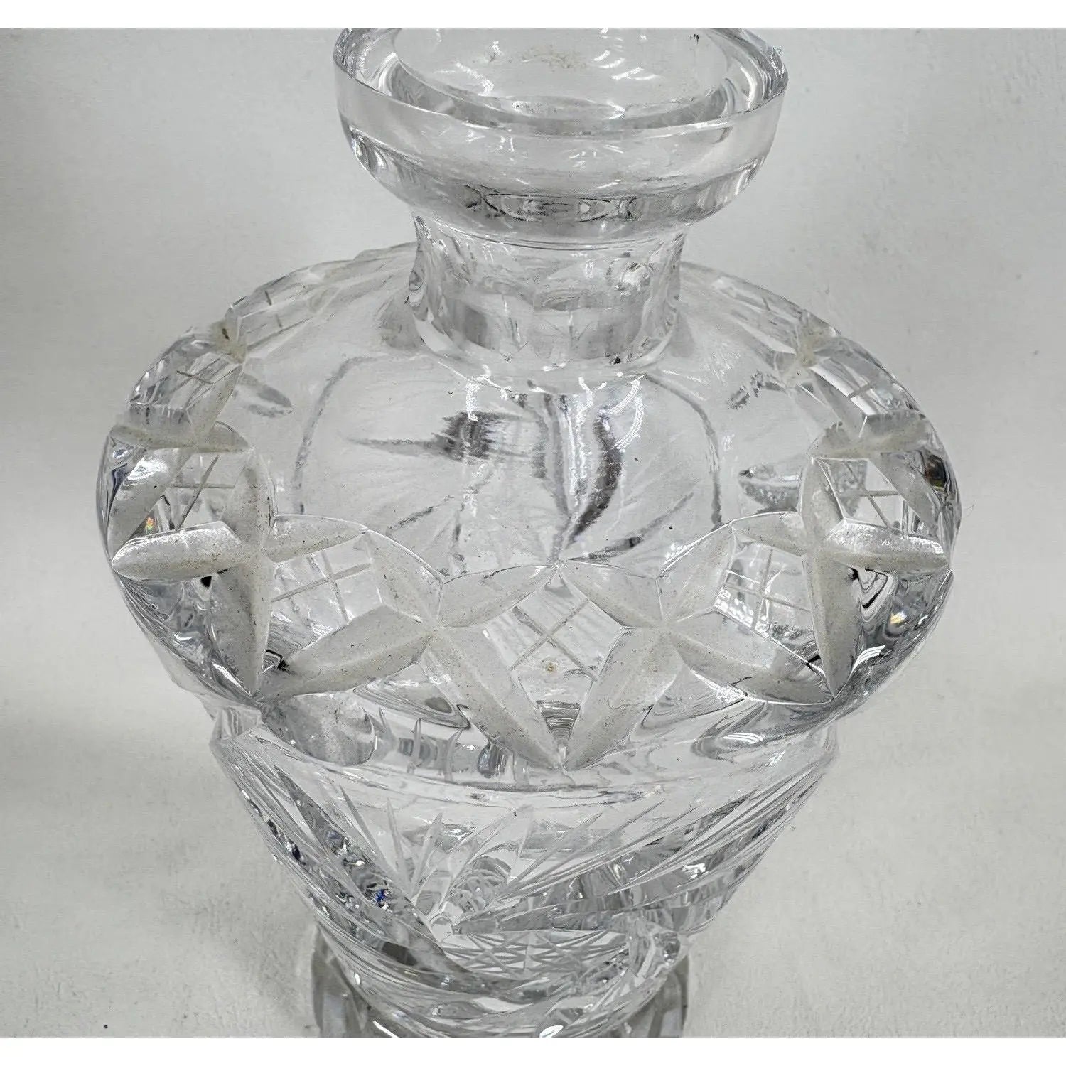 Vintage Hand-Cut Crystal Pinwheel & Starburst Decanter with Stopper