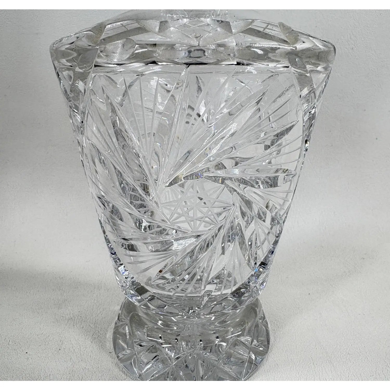Vintage Hand-Cut Crystal Pinwheel & Starburst Decanter with Stopper