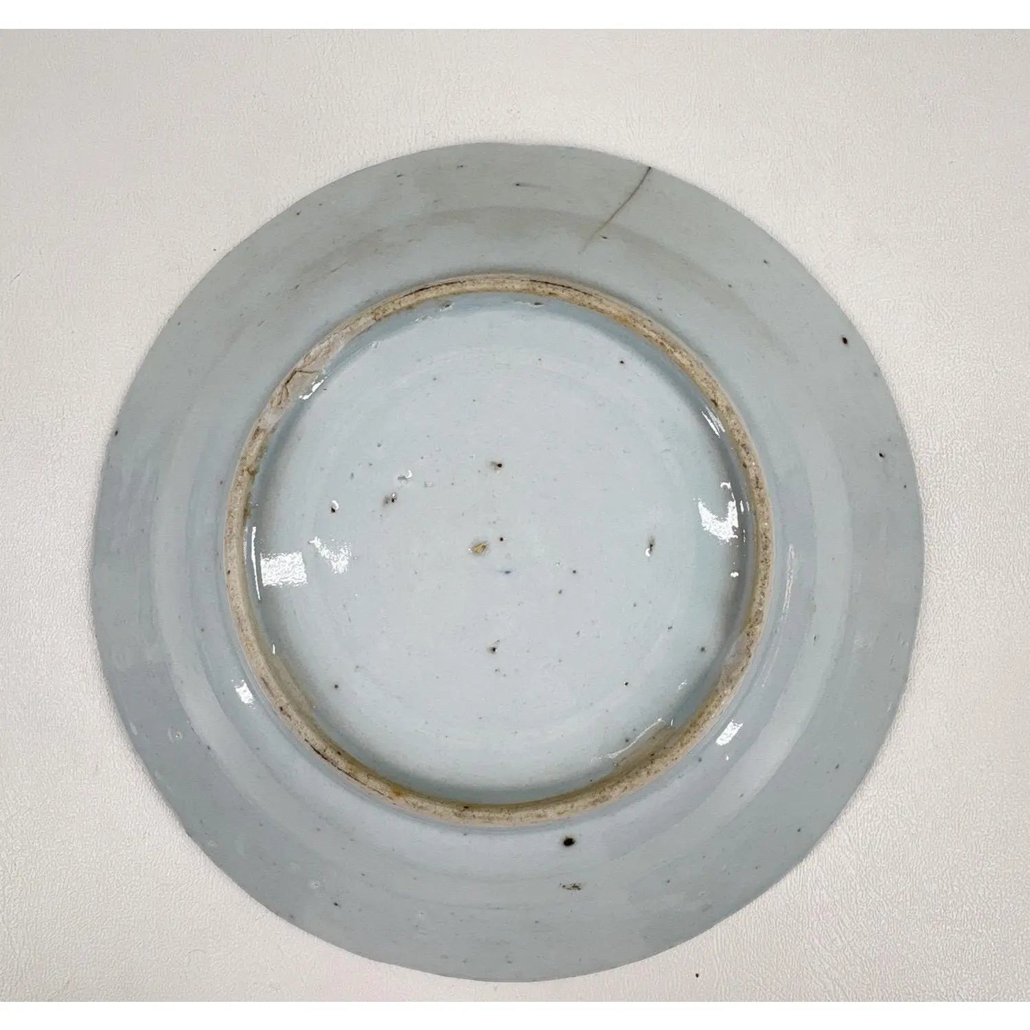 Antique 19th Century Chinese Canton Export Blue & White Porcelain Shallow Bowl