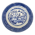 Antique 19th Century Chinese Canton Export Blue & White Porcelain Shallow Bowl