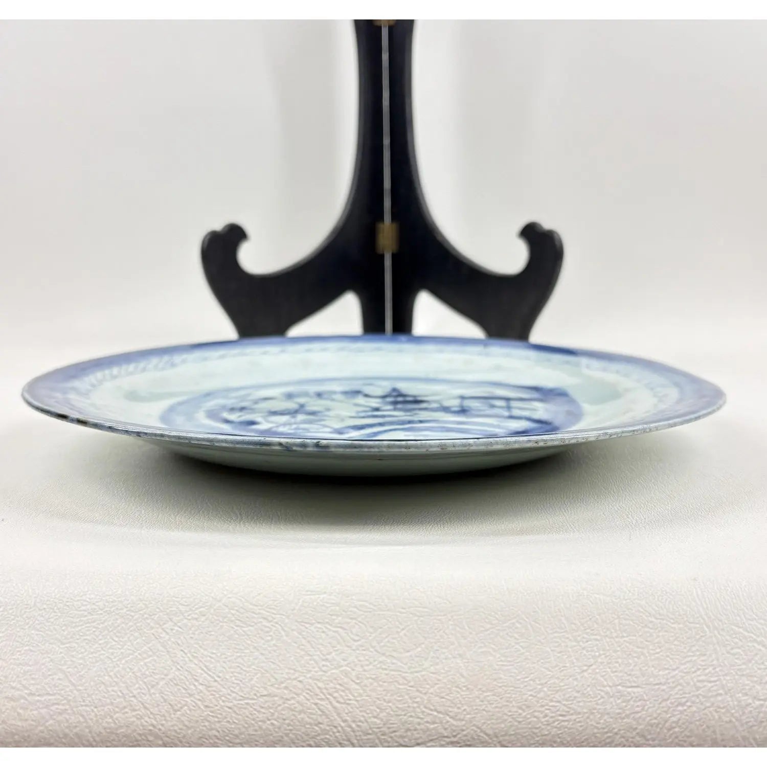 Antique 19th Century Chinese Canton Export Porcelain 10" Charger & Stand