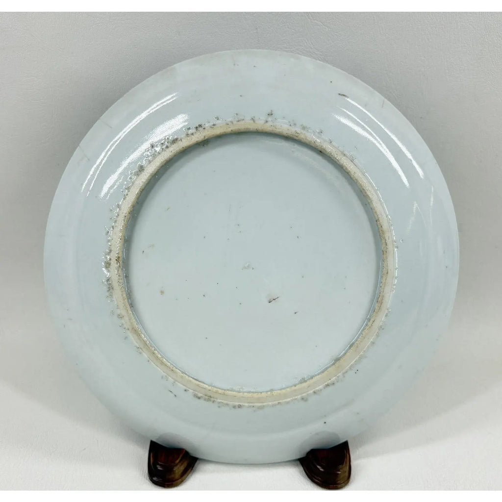 Antique 19th Century Chinese Nanking Export Porcelain Plate & Stand