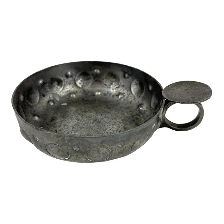 Vintage French "Etain Garanti" Hand-Hammered Pewter Tastevin
