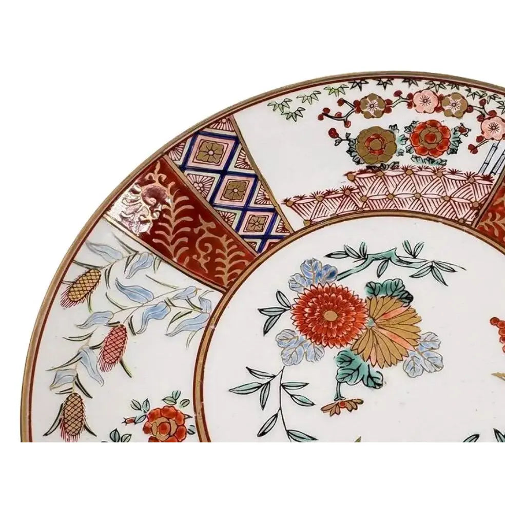 Vintage 11" Hand-Painted "Gold Imari" Japanese Porcelain Floral Charger