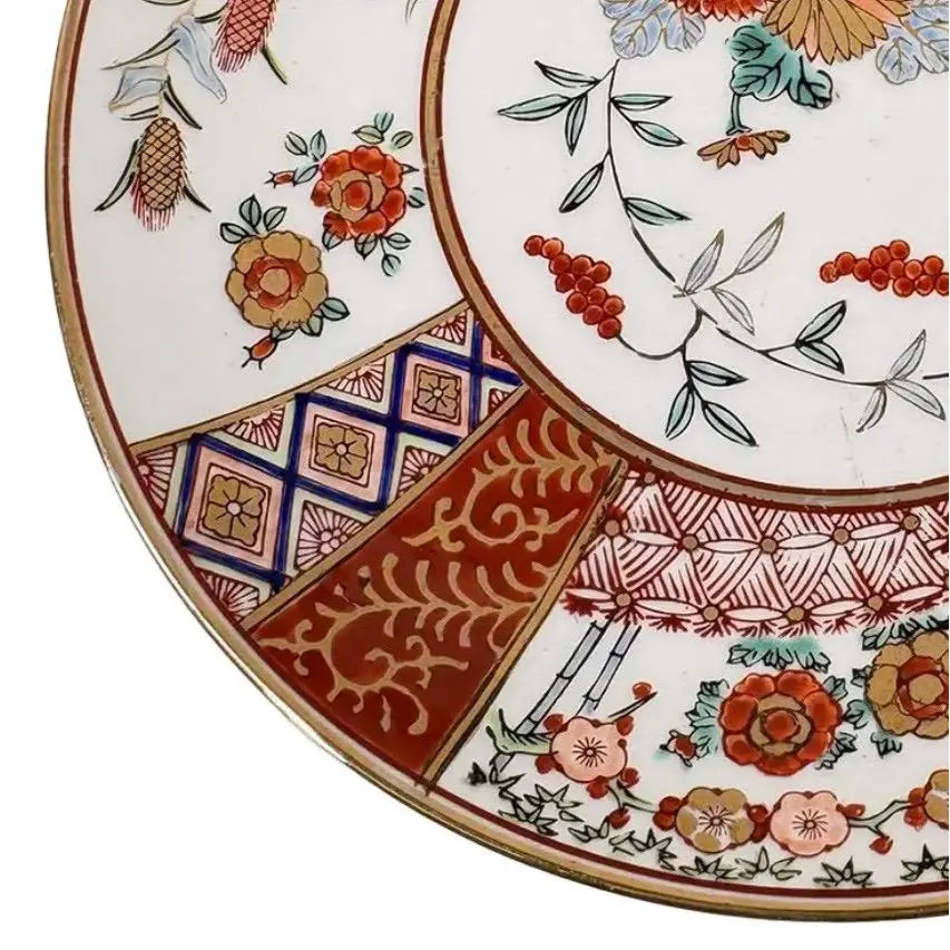 Vintage 11" Hand-Painted "Gold Imari" Japanese Porcelain Floral Charger