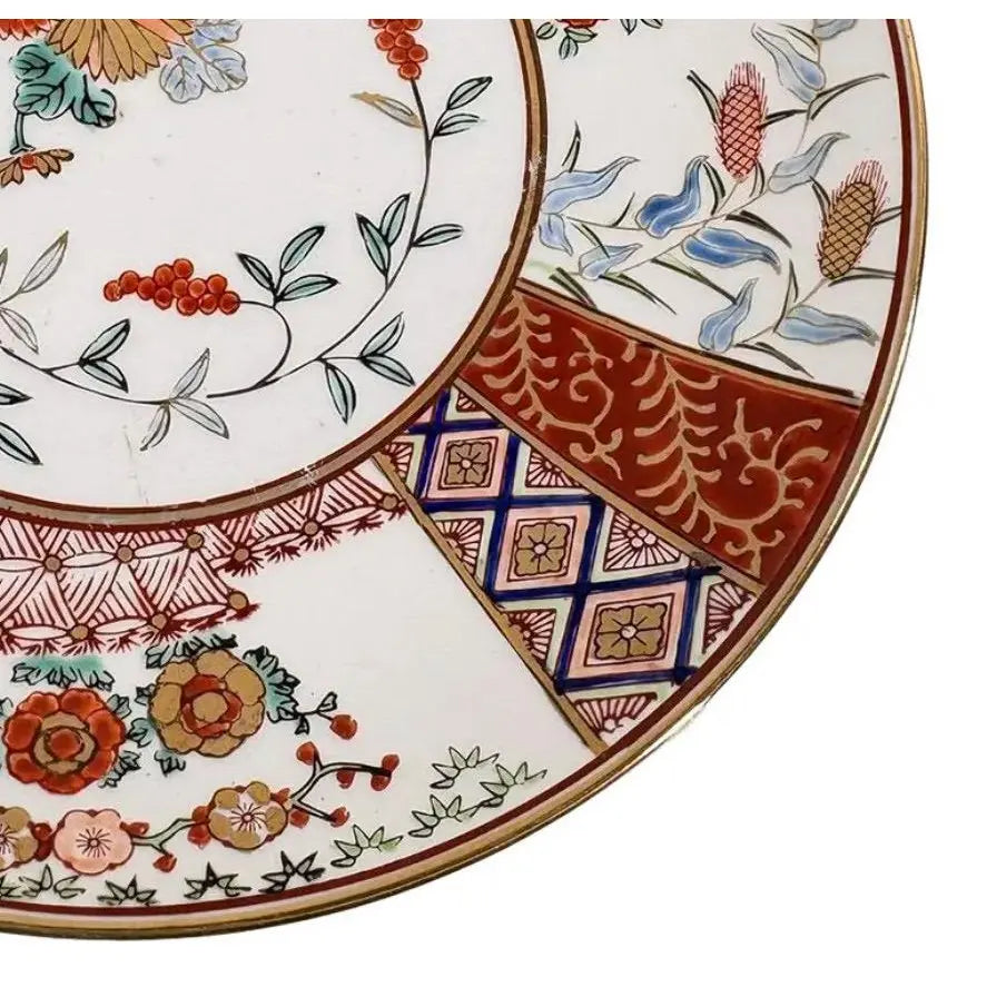 Vintage 11" Hand-Painted "Gold Imari" Japanese Porcelain Floral Charger
