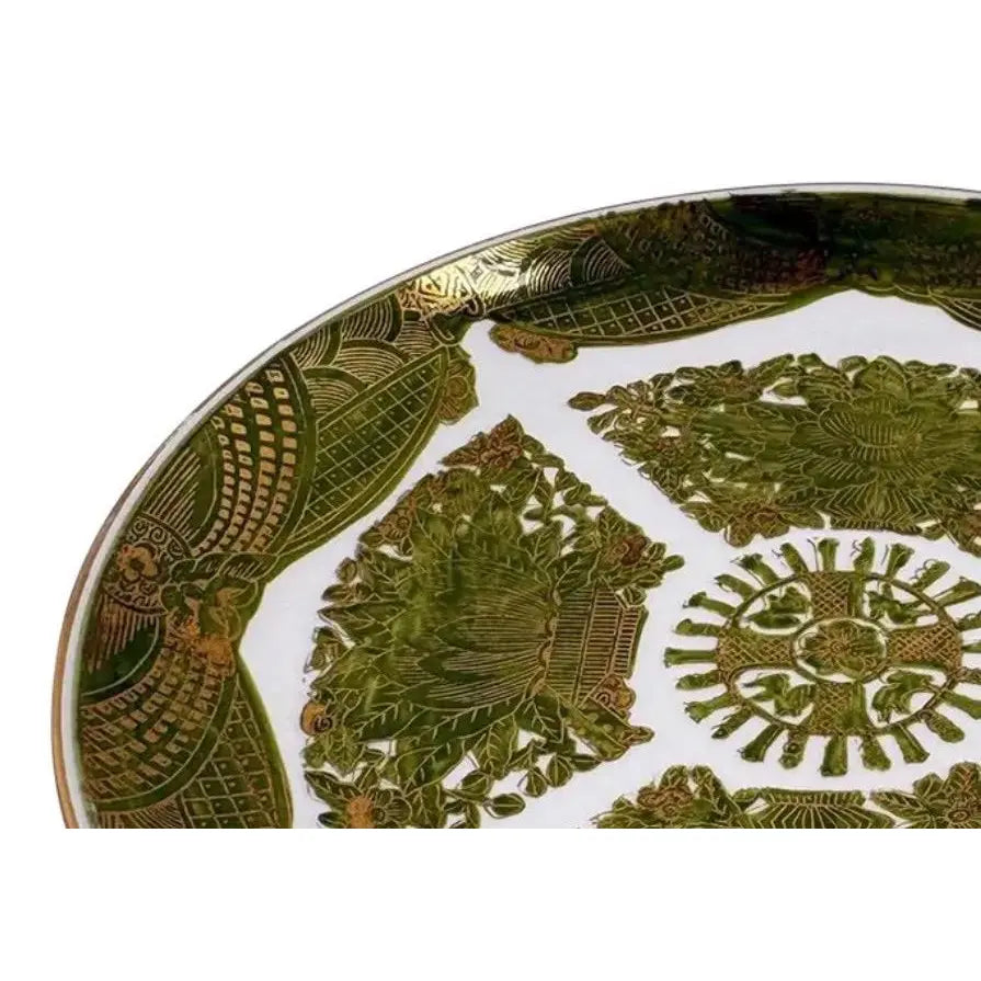 Vintage 10.75" Hand-Painted "Gold Imari" Japanese Porcelain Charger – Rare Green & Gold
