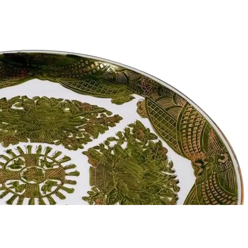 Vintage 10.75" Hand-Painted "Gold Imari" Japanese Porcelain Charger – Rare Green & Gold
