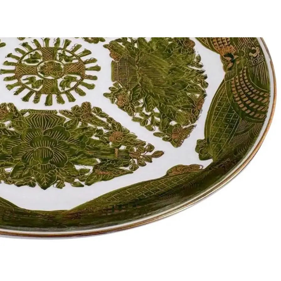 Vintage 10.75" Hand-Painted "Gold Imari" Japanese Porcelain Charger – Rare Green & Gold