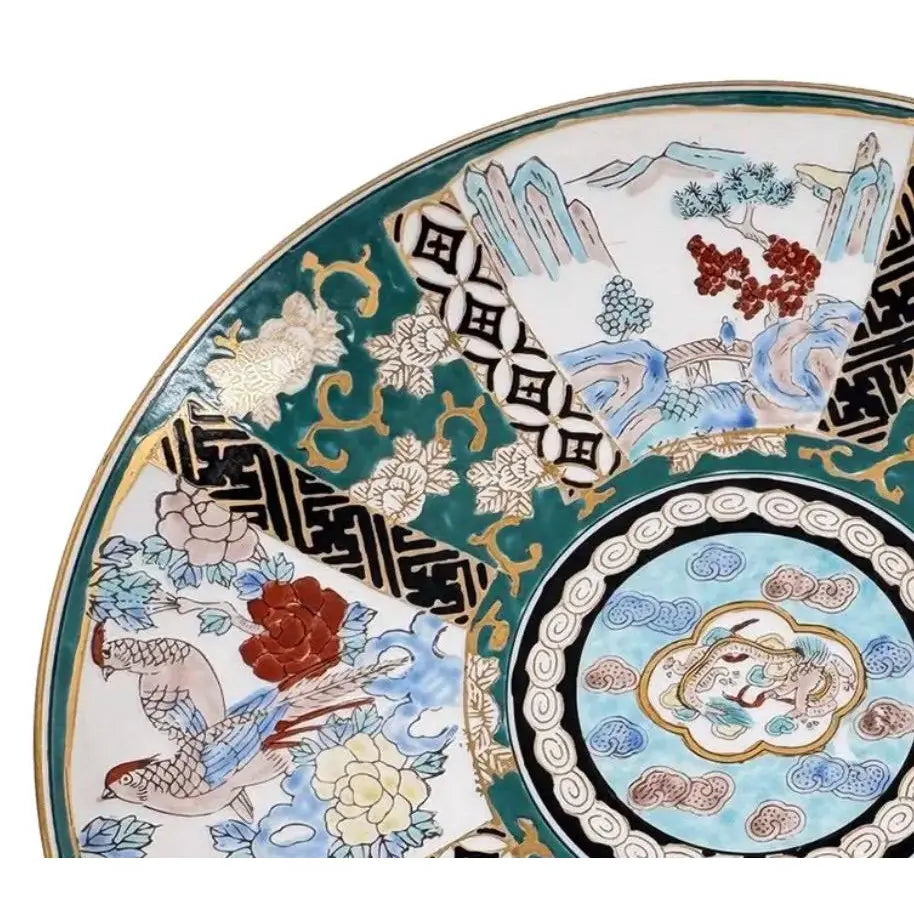 Vintage 11" Hand-Painted "Gold Imari" Japanese Porcelain Charger – Dragon & Landscapes