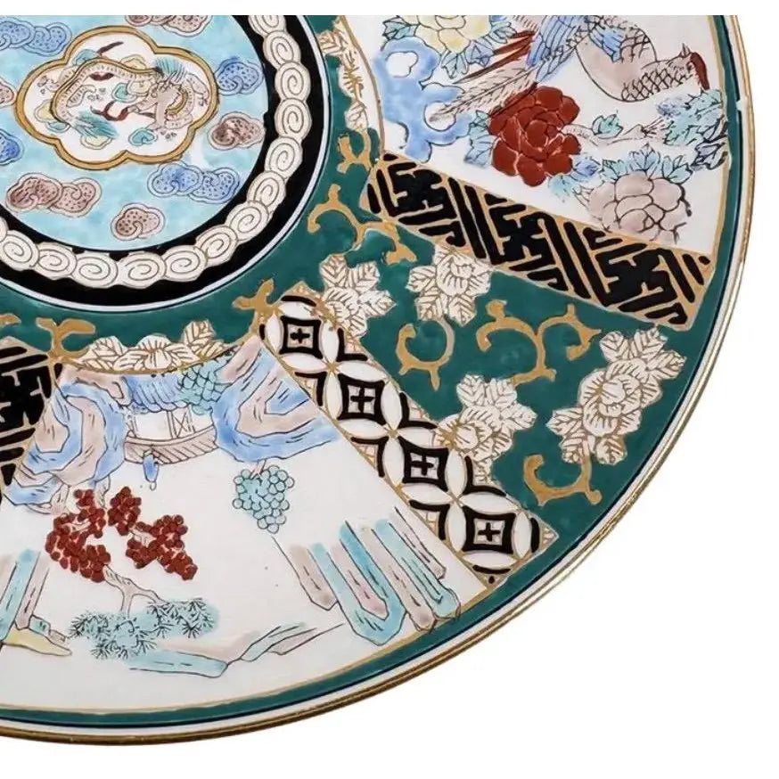 Vintage 11" Hand-Painted "Gold Imari" Japanese Porcelain Charger – Dragon & Landscapes