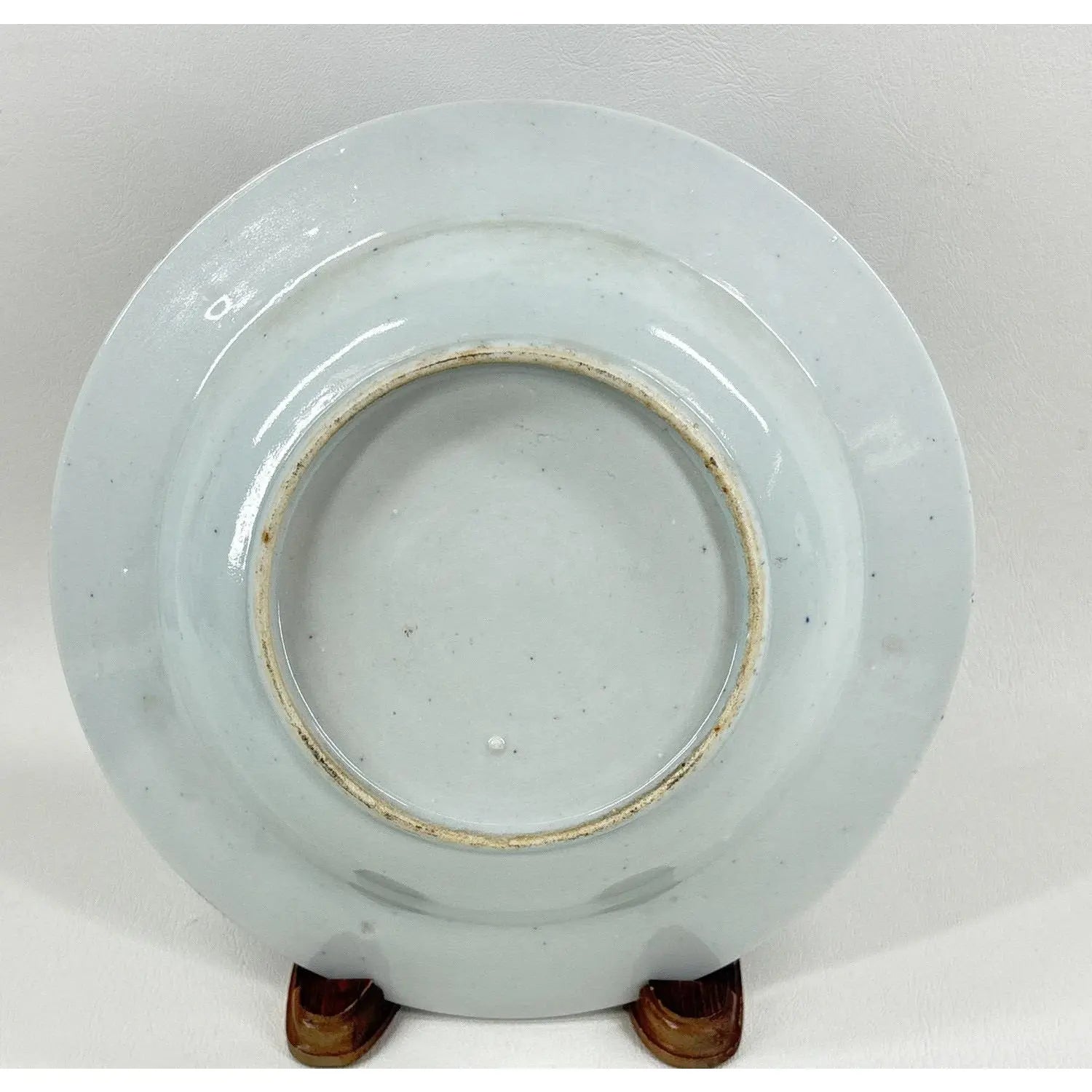 Antique 19th Century Chinese Canton Blue & White Export Porcelain 8.5" Scenic Bowl & Stand