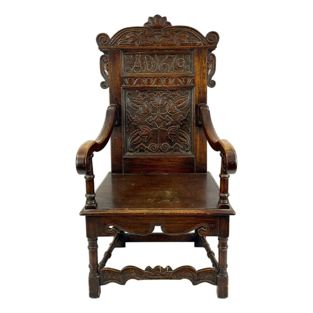 Rare Dated 1670 Museum-Quality 17th C. Charles II English Oak Yorkshire Wainscot Armchair&nbsp;
