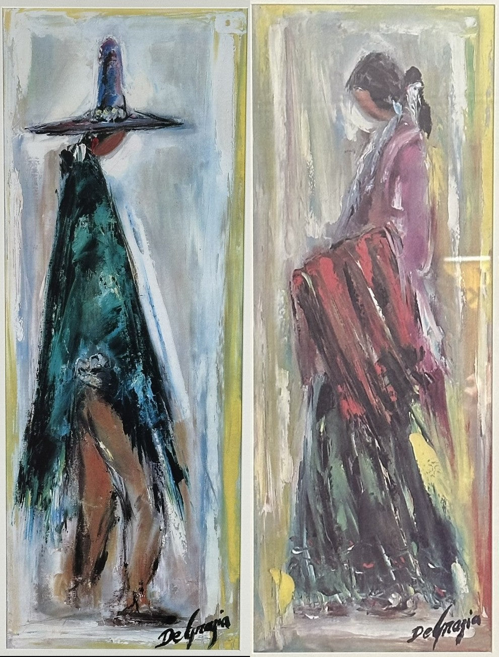 Vintage Framed Ted DeGrazia Mid-Century Southwestern Lithograph Prints Navajo Bride And Groom Pair
