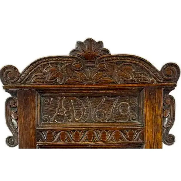 Rare Dated 1670 Museum-Quality 17th C. Charles II English Oak Yorkshire Wainscot Armchair&nbsp;