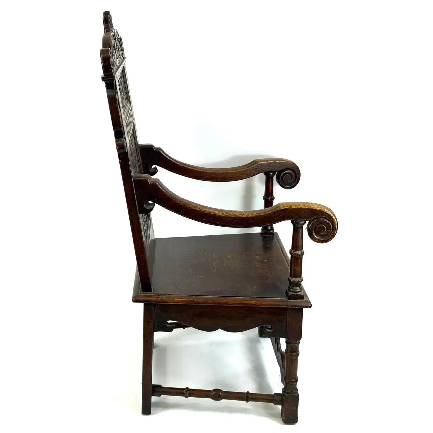 Rare Dated 1670 Museum-Quality 17th C. Charles II English Oak Yorkshire Wainscot Armchair&nbsp;