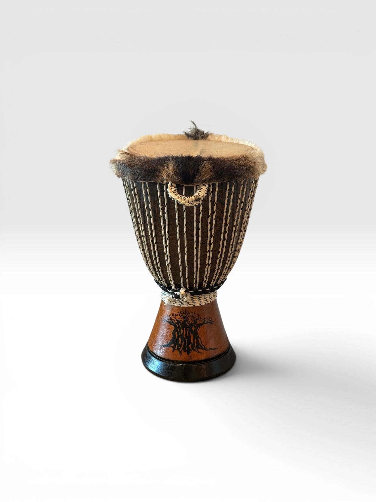 Professional West African Djembe Hand Carved Baobab Tree Drum With Case