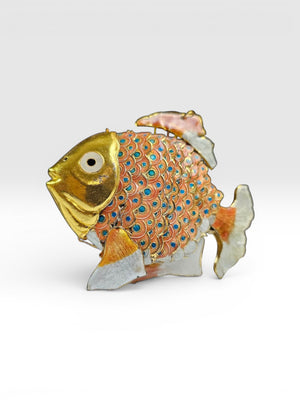Vintage Articulated Cloisonné Enamel Koi Fish Figurine Large Five Inch