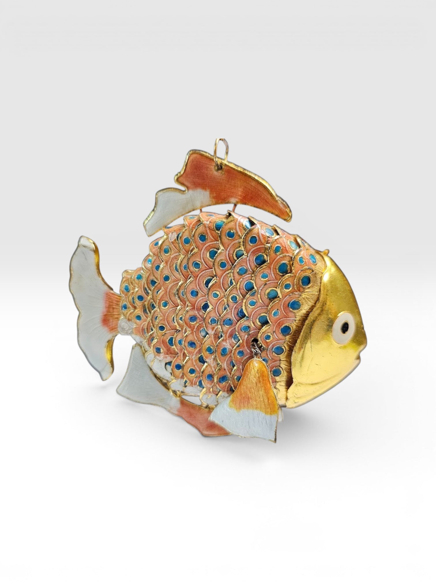 Vintage Articulated Cloisonné Enamel Koi Fish Figurine Large Five Inch
