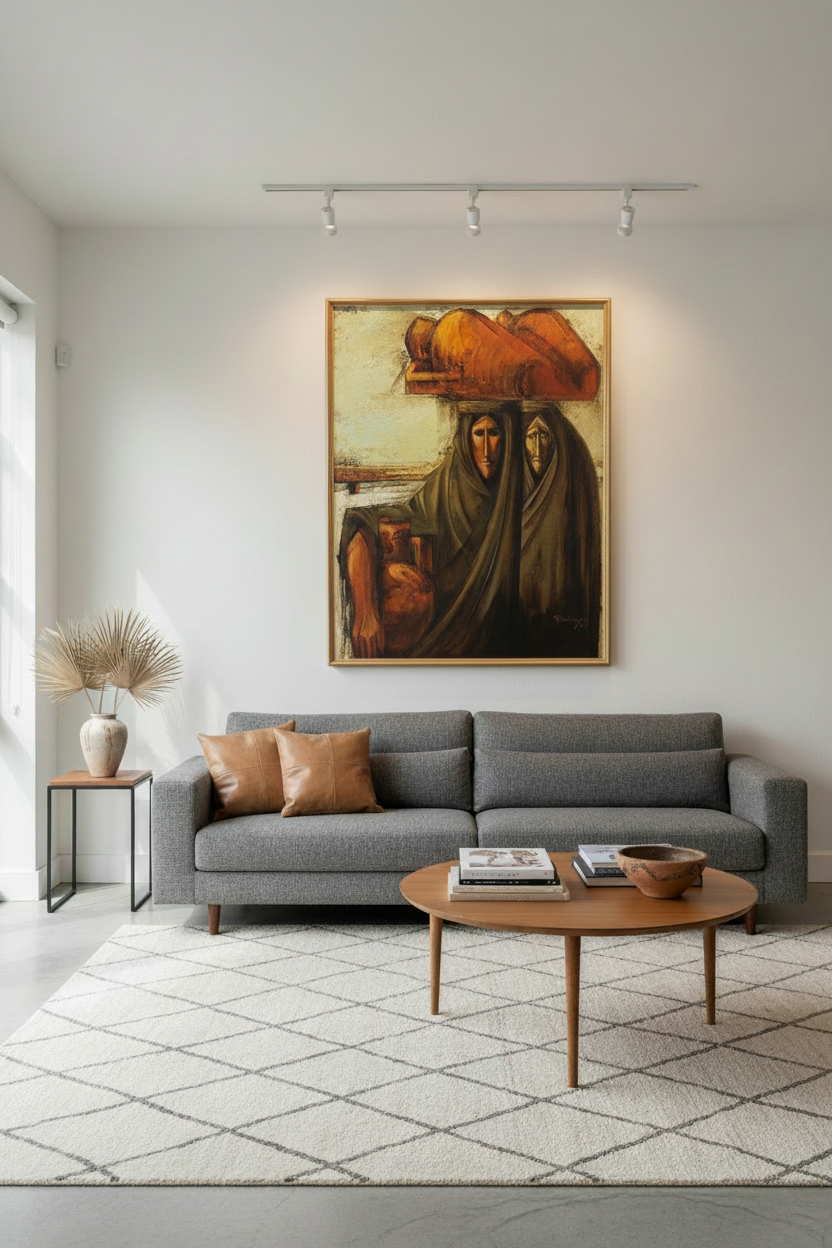 "A Thousand Words" painting with furniture for scale
