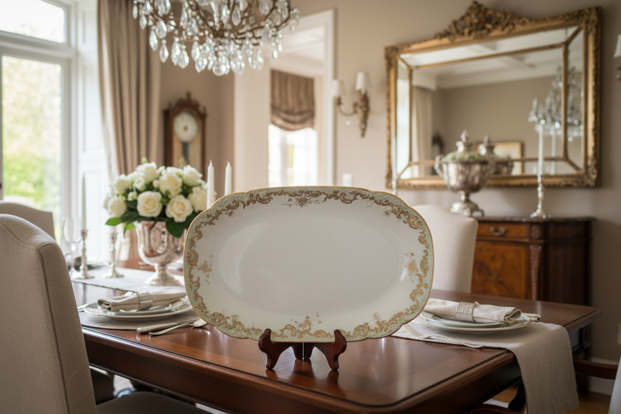 Antique Elite Works Limoges Large Serving Platter in Home Setting