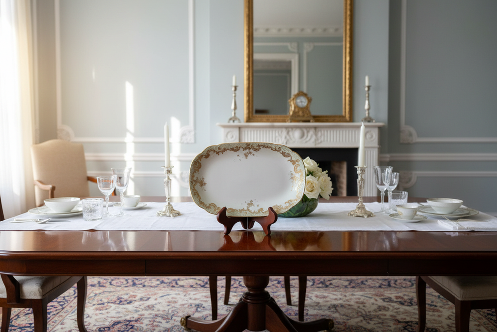Antique Elite Works Limoges Porcelain Serving Platter in Home Setting