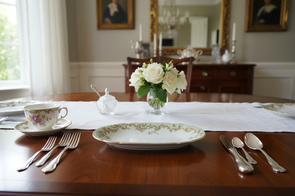 Antique Elite Works Limoges Relish Dish Horizontal on Table
