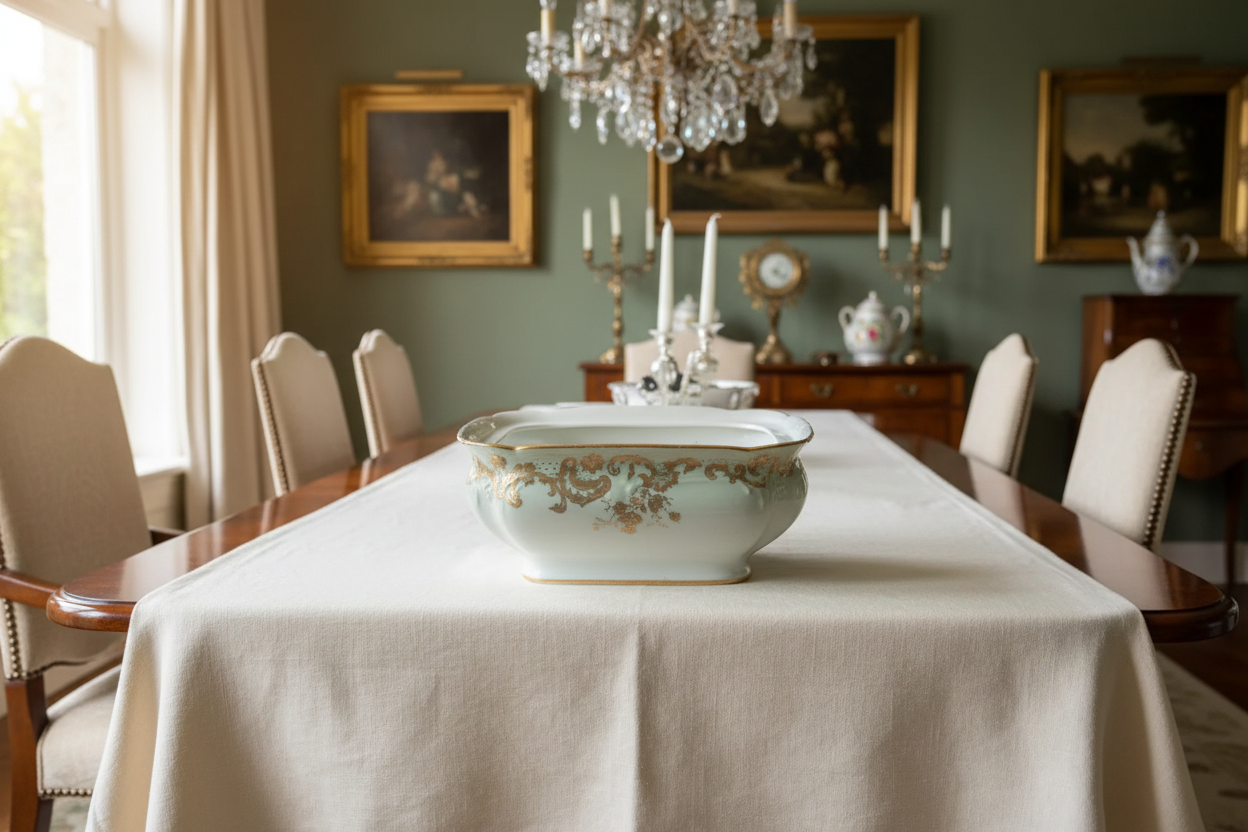 Antique Elite Works Limoges Square Vegetable Bowl in Home Setting