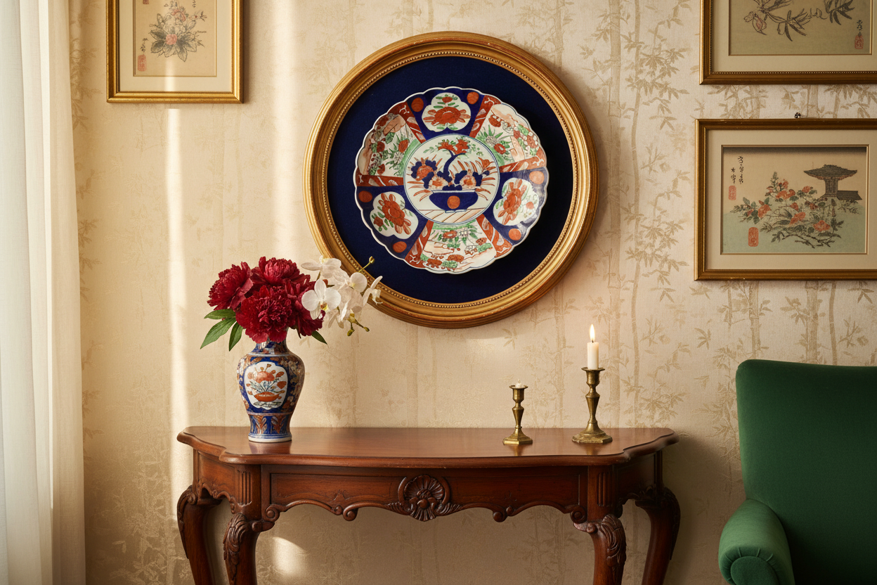 Antique Japanese Imari Charger Plate in Home Setting