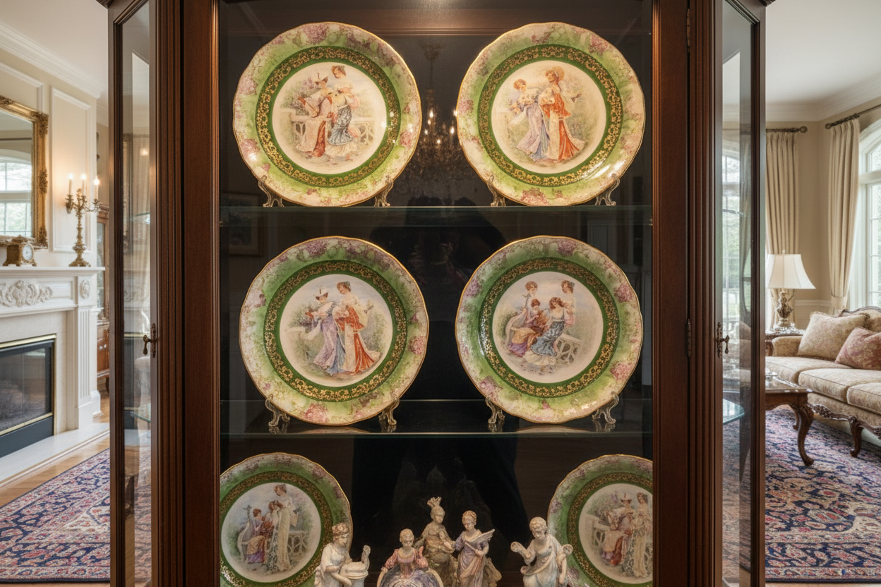 Antique Moschendorf Bavaria Ladies of Leisure Cabinet Plates Set