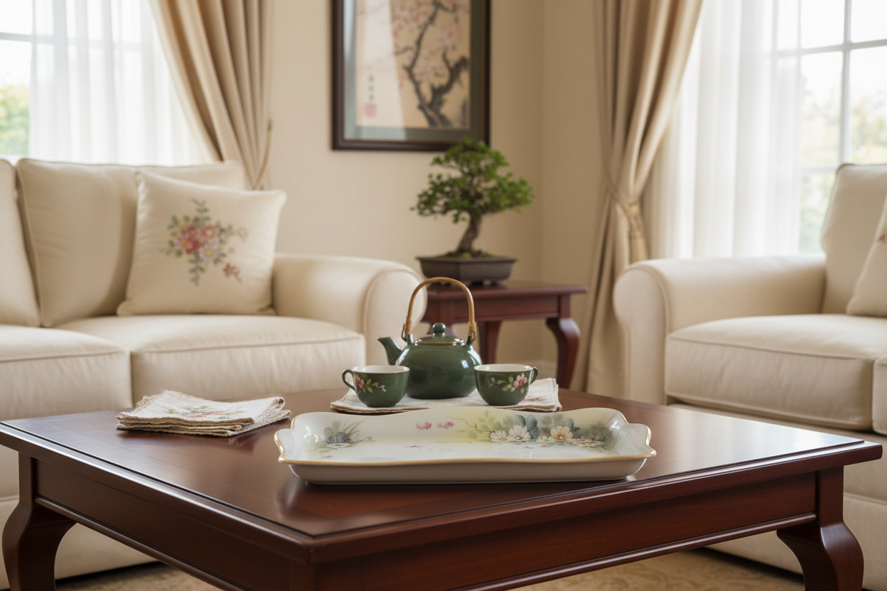 Antique Nippon Hand-Painted Floral Serving Tray in home