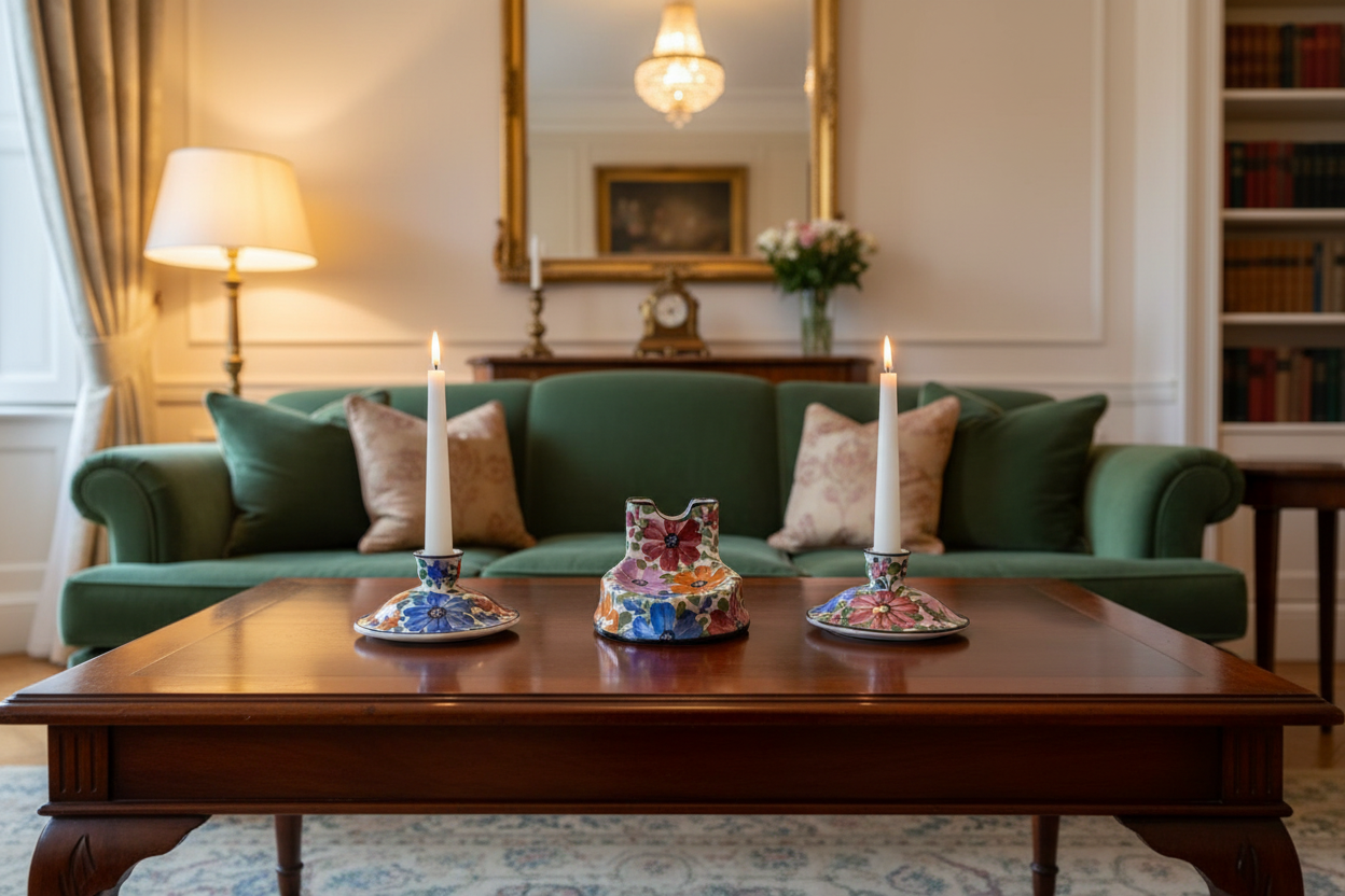 Antique Staffordshire 3-piece set on coffee table