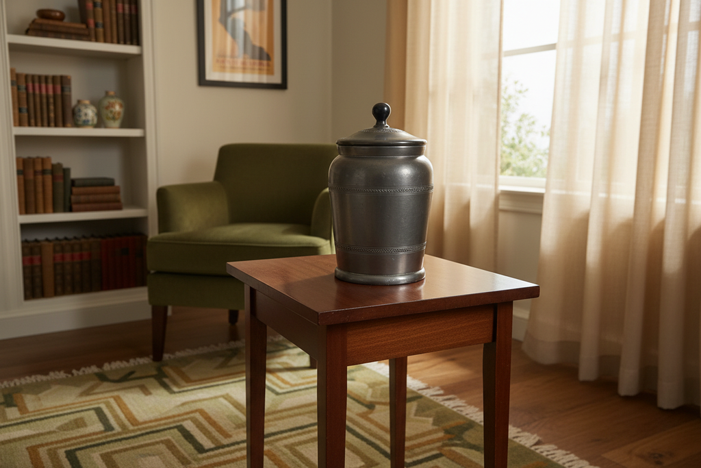 Art Deco Pewter Humidor in Home Setting