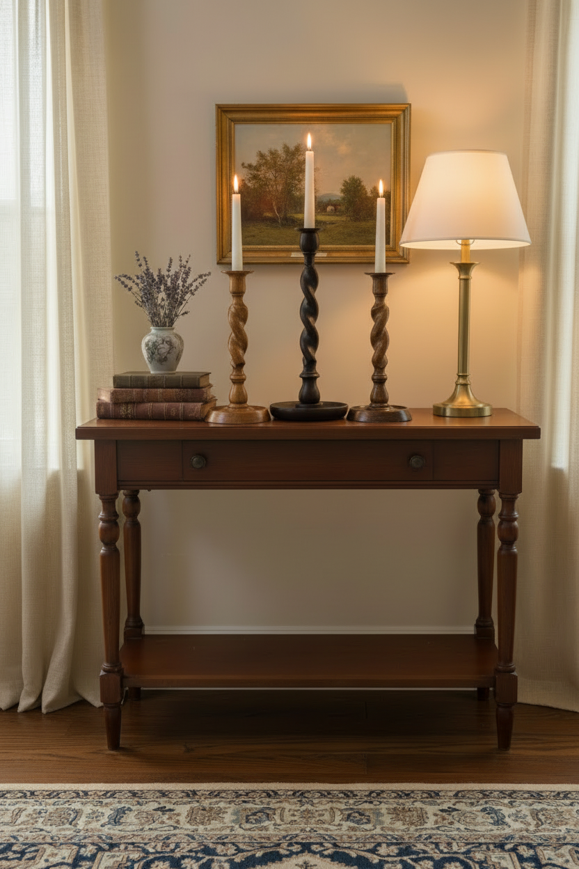 Barley twist candlesticks with darkened candlestick 3
