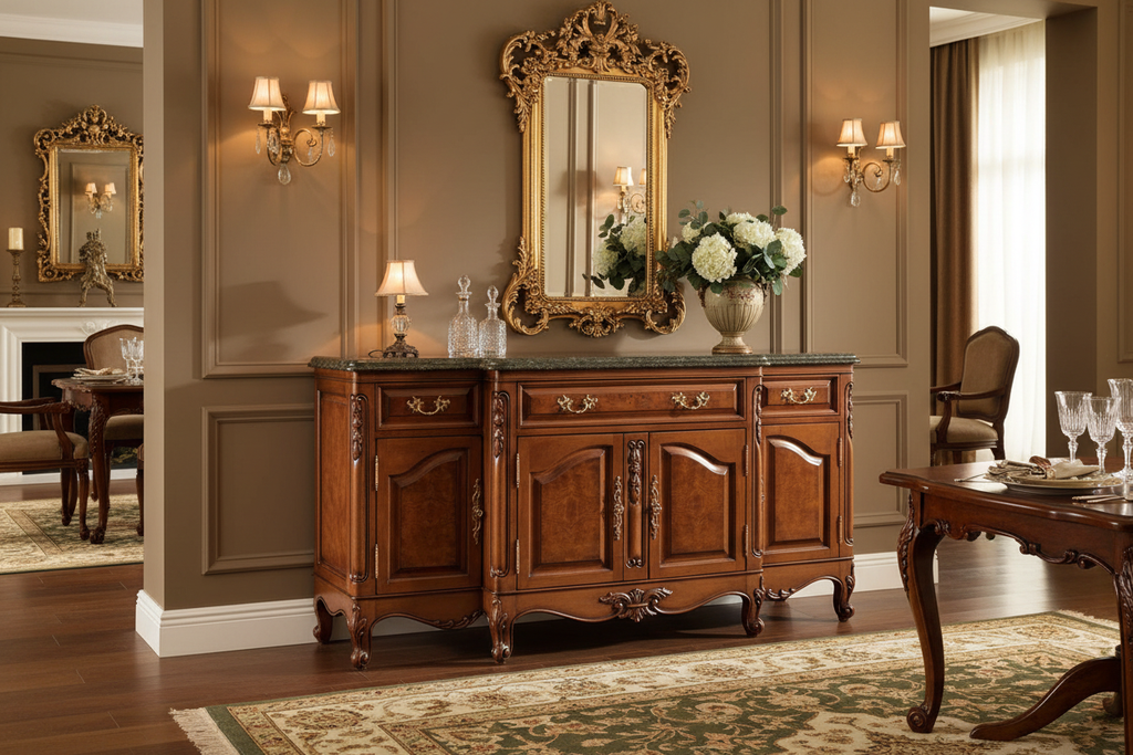 Bau Furniture French Louis XV Style Buffet Server Against Wall