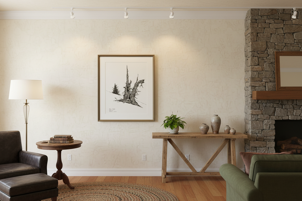 Burma Road Juniper Pen & Ink Drawing in Home Setting