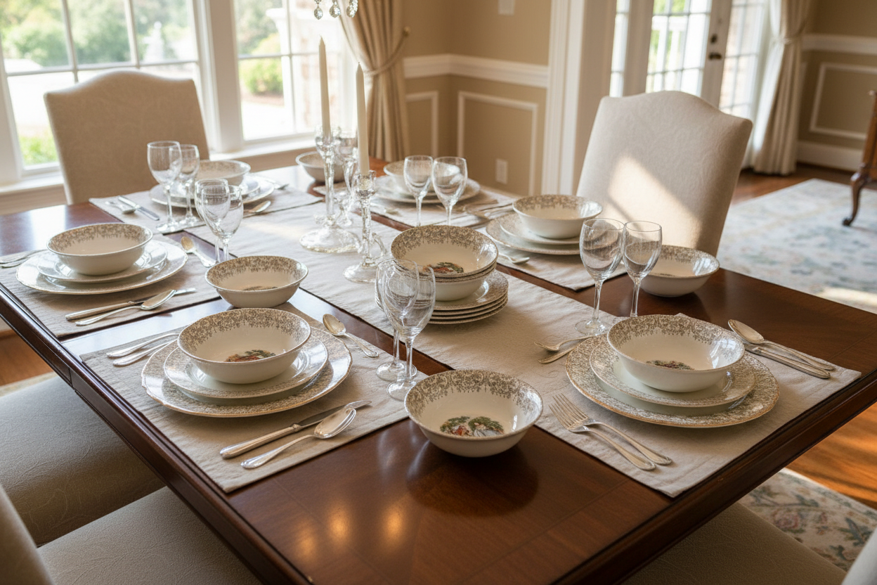 Chantilly Dinnerware - Plates and Bowls Table Setting