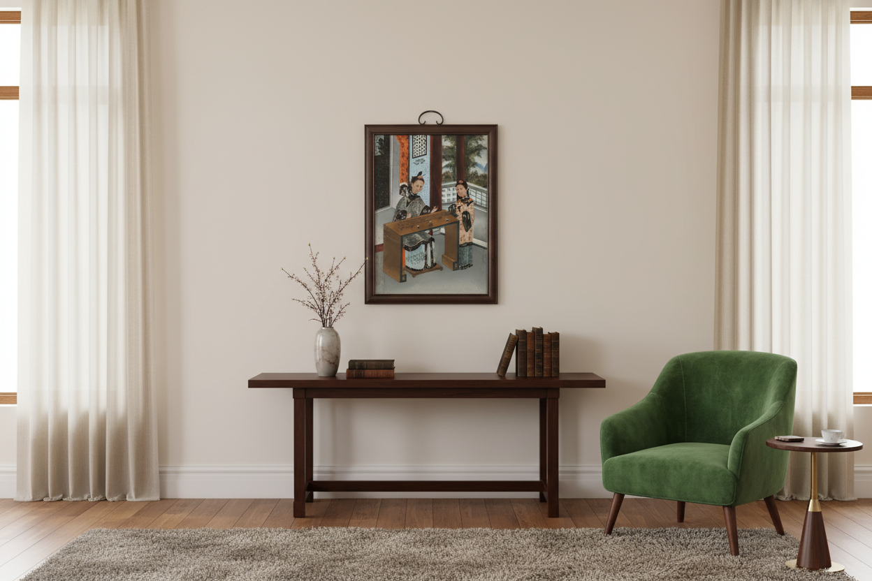 Chinese Reverse Glass Painting in Home Setting