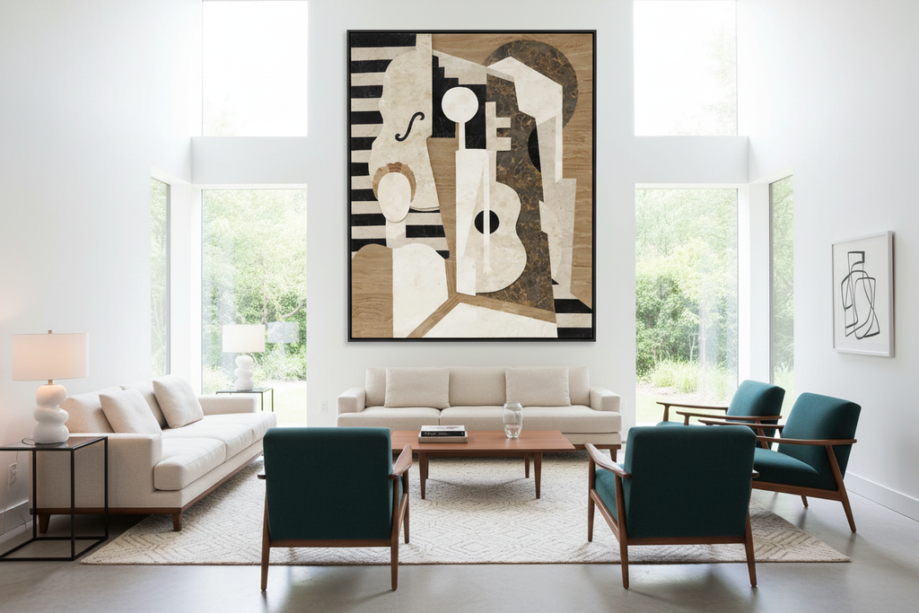 Cubist Sculpture in Furnished Room
