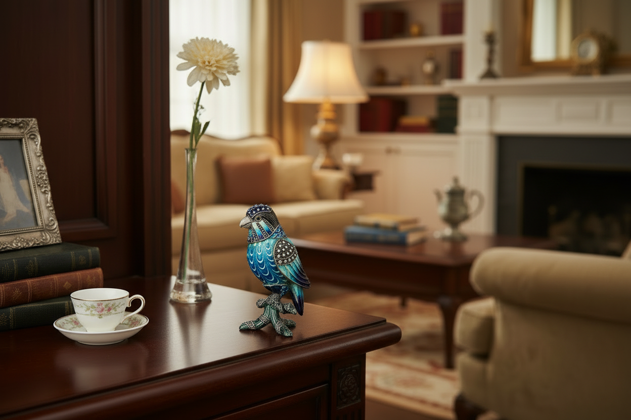 Fitz and Floyd Jeweled Blue Hawk Figurine - Single Bird