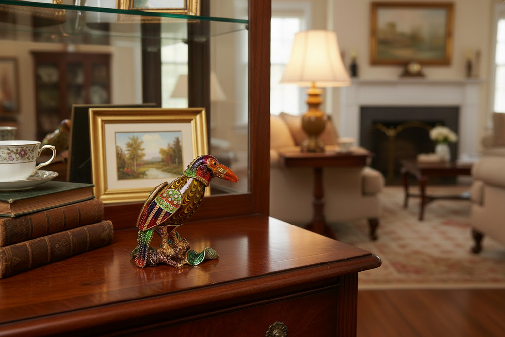 Fitz and Floyd Jeweled Orange Beak Bird Figurine - No Box
