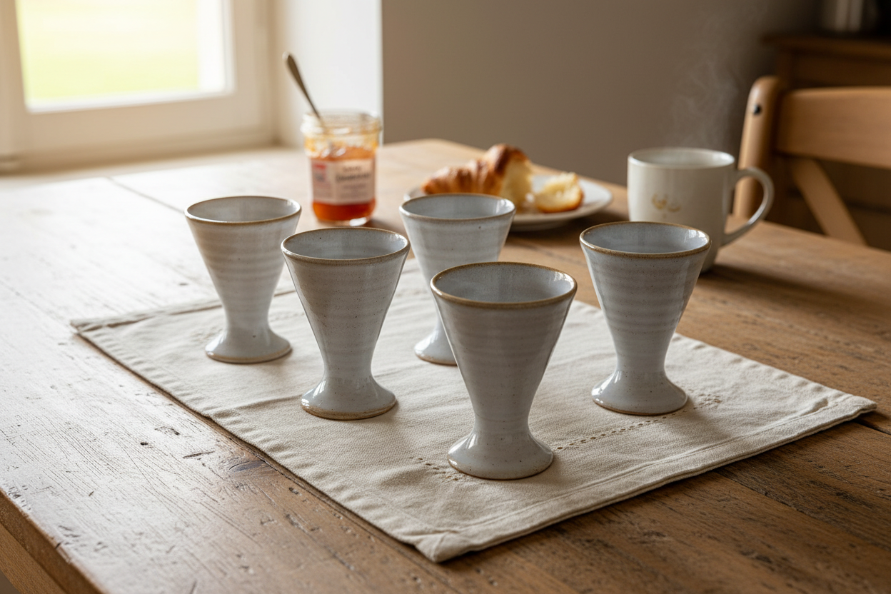 French Pottery Egg Cups Set with Individual Character