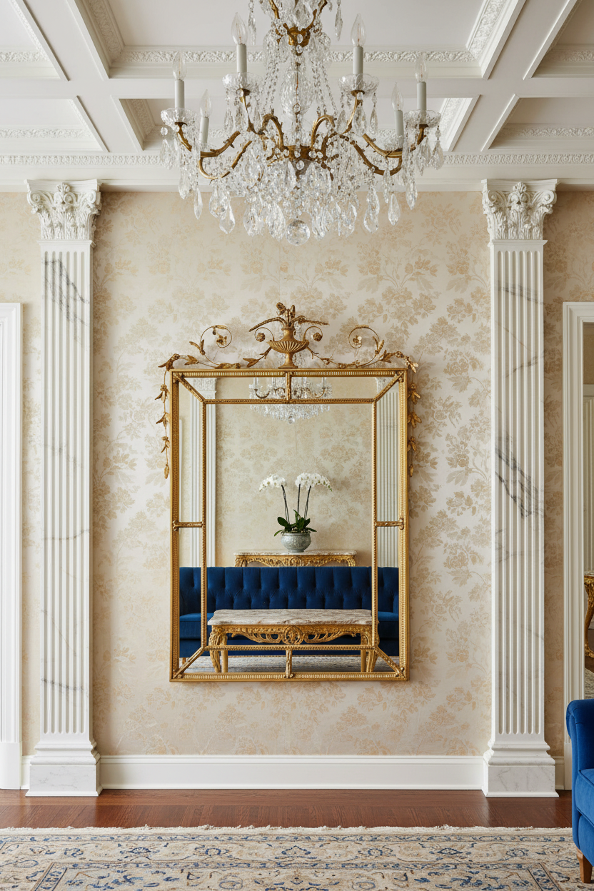 Friedman Brothers Louis XVI Giltwood Mirror in Elegant Interior