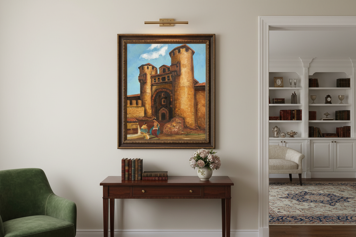 Gypsies at the Gate Oil Painting in Home Setting