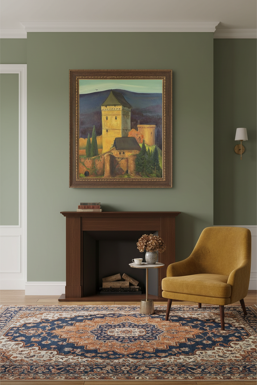 Home to Roost Oil Painting in Home Setting