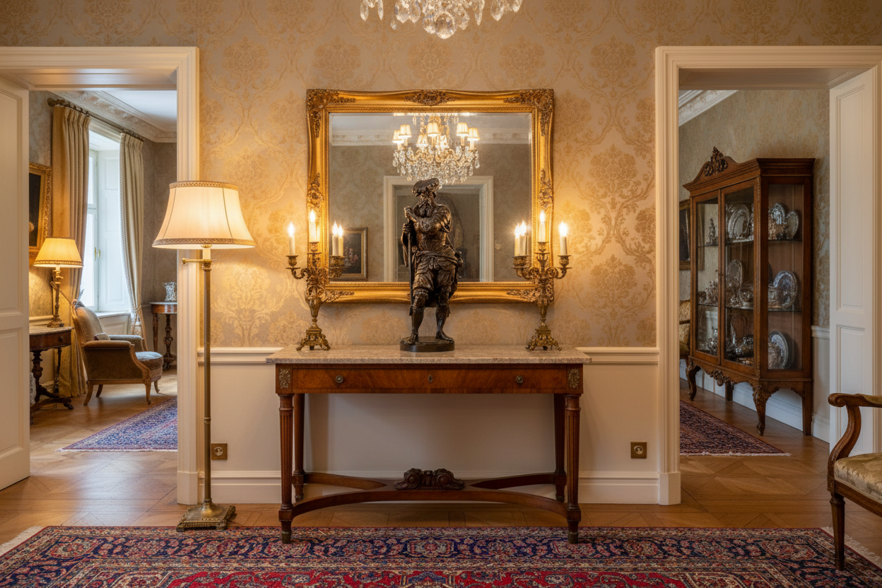 Impressive 25" French Bronze Sculpture "The Landsknecht" by Carrier-Belleuse in Home Setting