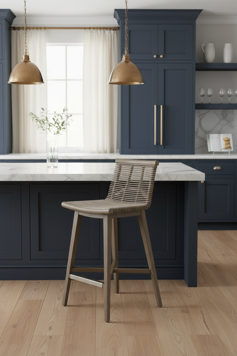 Interlude Home Sanibel Counter Stool in Narragansett Grey in Home
