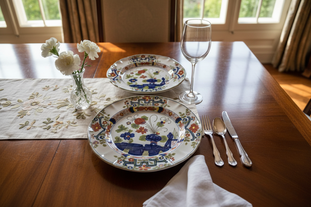 Italian Majolica Garofano Plates - top-down view